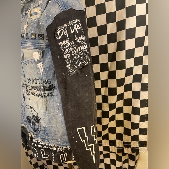 SMOKE RISE DMN CO artsy denim jacket - Picture 4 of 9